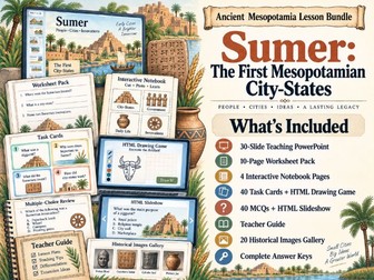 Sumer: The First Mesopotamian City-States Lesson | Slides, Worksheet, INB, Guide