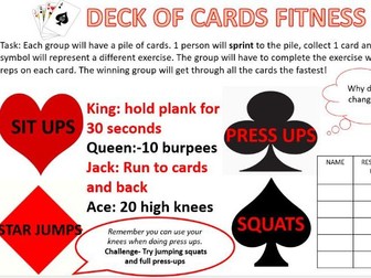 Deck of cards fitness