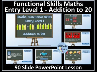 Functional Skills Maths - Entry Level 1 - Addition to 20 - PowerPoint Lesson
