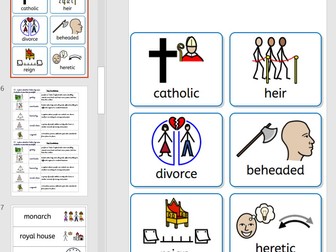 Year 5 History Tudors widgit Key Vocabulary
