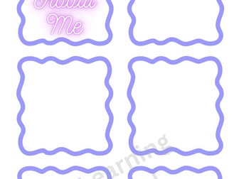 Neon ‘all about me’ simple new class worksheet for display