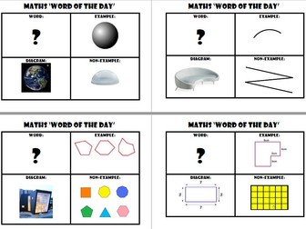 Maths 'Word of the Day' Pack 1