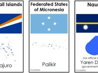 Oceania Flashcards - flag, shape, capital