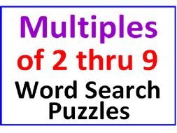 Multiples 2 thru 9 Word Search Puzzles (4 Puzzles)