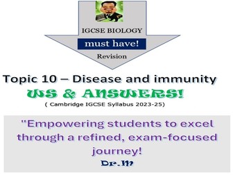 Disease & immunity - worksheet & answer key