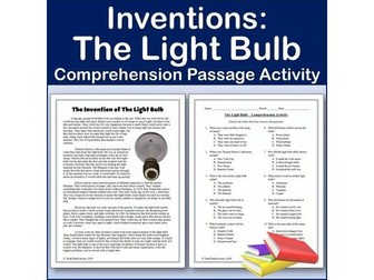 Inventions: The Light Bulb - Reading Comp Passage & Activity | Editable
