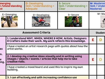 KS3 Art Assessment Sheet  - Emerging , Developing, Secure, Mastered