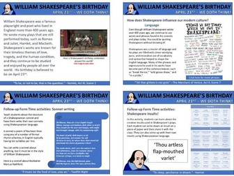 Assembly: William Shakespeare's birthday
