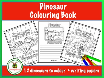 Dinosaur Colouring Book + Writing Pages
