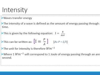 Intensity - Physics AS