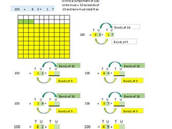 complements of 100 number facts worksheet generator