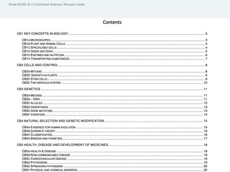 Edexcel (9-1) GCSE Combined Science - Biology revision notes  (CB1-CB9)