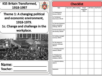 A Level History Edexcel Britain Transformed, 1918-79 theme 1C work booklet