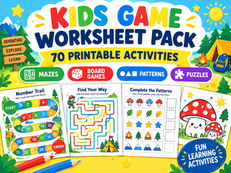 Kids Game Worksheet Pack