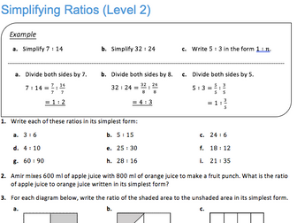 Simplifying Ratios (Level 2)
