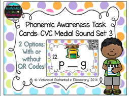 Phonemic Awareness Task Cards: CVC Medial Sound Set 3