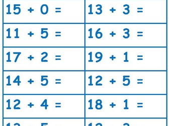 ADDITION SUMS FOR YEAR 1