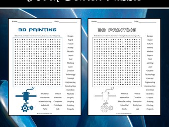 3D Printing Word Search Puzzle