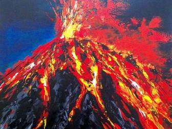 Compare 2 pieces of volcano artwork