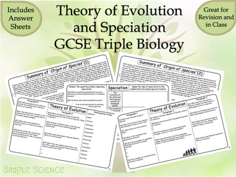 Speciation and the Theory of Evolution (Triple)  - GCSE Biology Worksheets