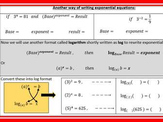 Logarithm Part 1 &2 An Independent Inquiry Based Lesson