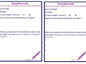 Responding to Grade Self assessment sheet