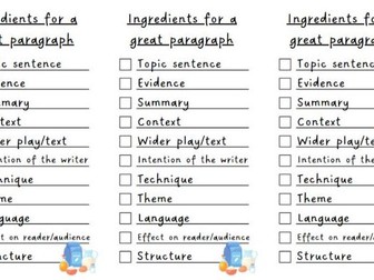 Paragraph Checklist Literature AQA