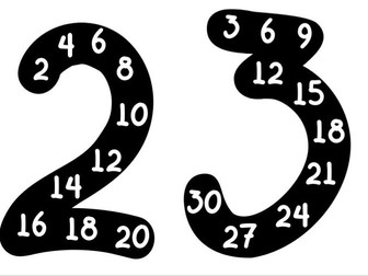 Monochrome times-table numbers