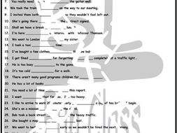 Infinitives of Purpose 1 Page BW Worksheet