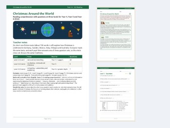 Christmas Around the World Comprehension KS2