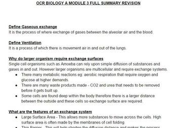 OCR Biology A Module 3 Full revision 23 pages