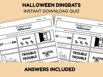 Halloween Dingbats Quiz Sheet With Answers