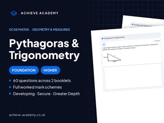 Pythagoras & Trigonometry GCSE Maths Booklets | Foundation & Higher + Mark Schemes