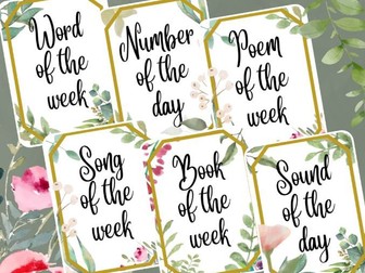 Botanical theme of the day/week classroom posters • Classroom Posters Printable