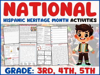 National Hispanic Heritage Month: Reading - Activities for 3rd - 5th Sub Plans