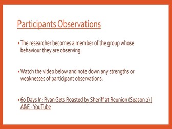 Observations Research Methods Lesson 10 AQA Psychology PowerPoint