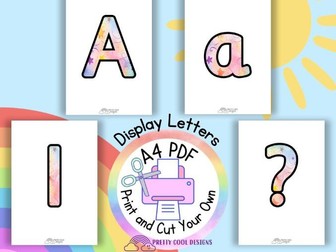 Rainbow Star Themed Bulletin Board Letters, Numbers, Punctuation and Maths Symbols