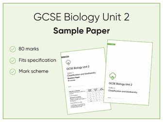 WJEC GCSE Biology Unit 2 Sample Paper