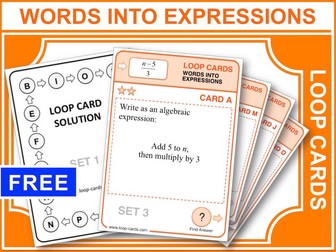 Writing Algebraic Expressions (Loop Cards)