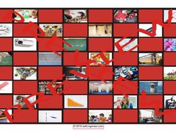 School Items, Places and Subjects Checker Board Game