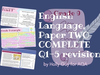 COMPLETE SET PAPER 2 GCSE English Language – AQA - grade 9  full masterclass