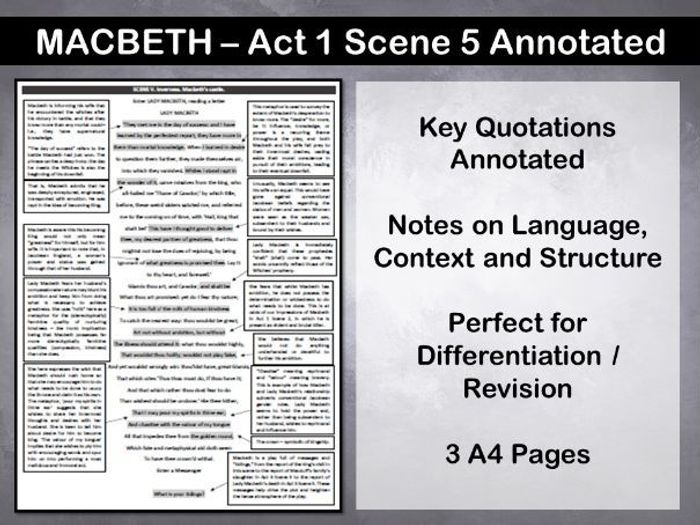 Macbeth Act 1 Scene 5 Annotated | Teaching Resources