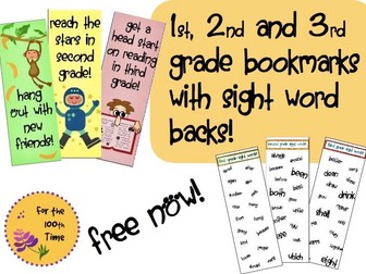 Bookmarks for 1st, 2nd, and 3rd graders!