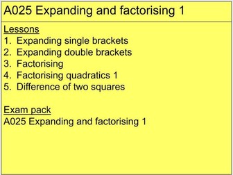 A025 Expanding and factorising 1