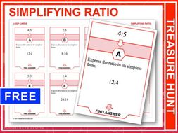 Simplifying Ratios (Treasure Hunt)