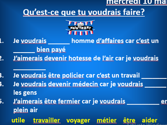 Qu'est-ce que tu voudrais faire?  Talking about what jobs you would like to do and why