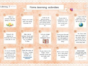 Home Learning Activities - Literacy 2