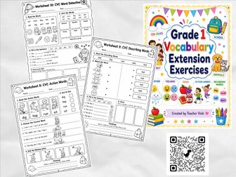 Grade 1 CVC Vocabulary Extension Worksheets