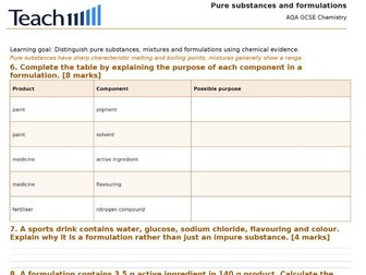 AQA GCSE Chemistry Chemical Analysis Worksheets & Answers