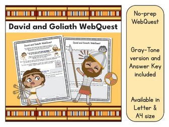 David and Goliath Bible WebQuest (Premium)
